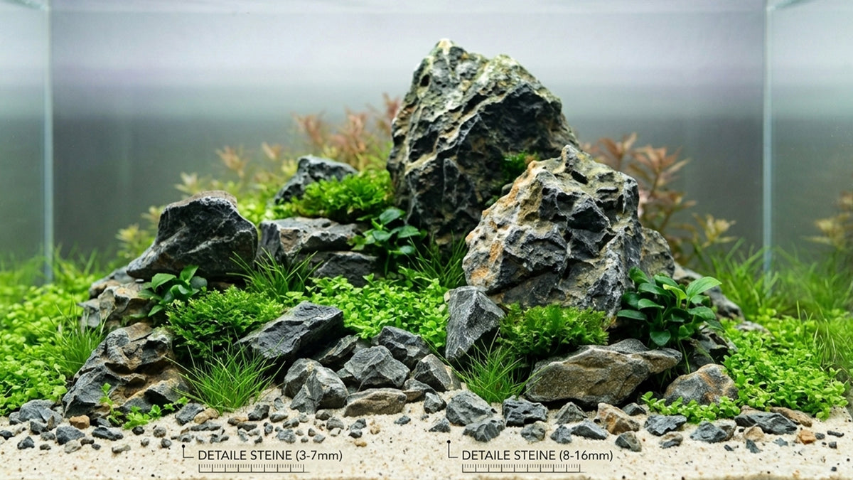 Aqauscaping Detail Stones im Aquarium