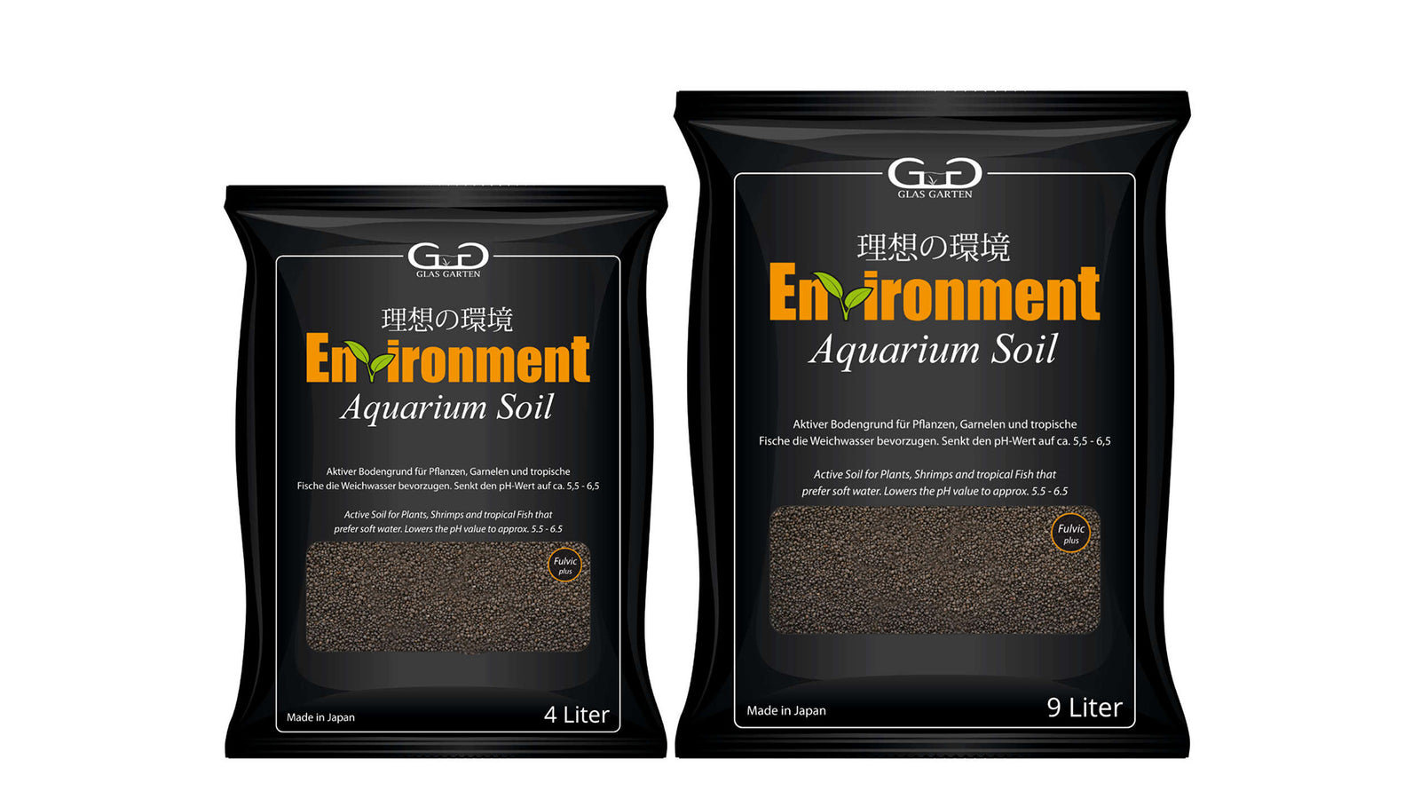 GlasGarten Environment Aquarium Soil 4 und 9 Liter für Garnelen
