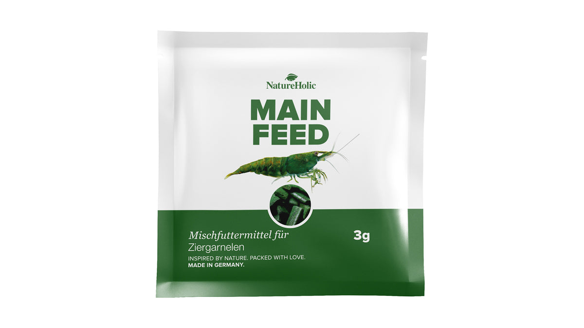 NatureHolic Garnelenfutter Probierpaket mit Mainfeed, Proteinfeed und Mineralfeed Probepackungen