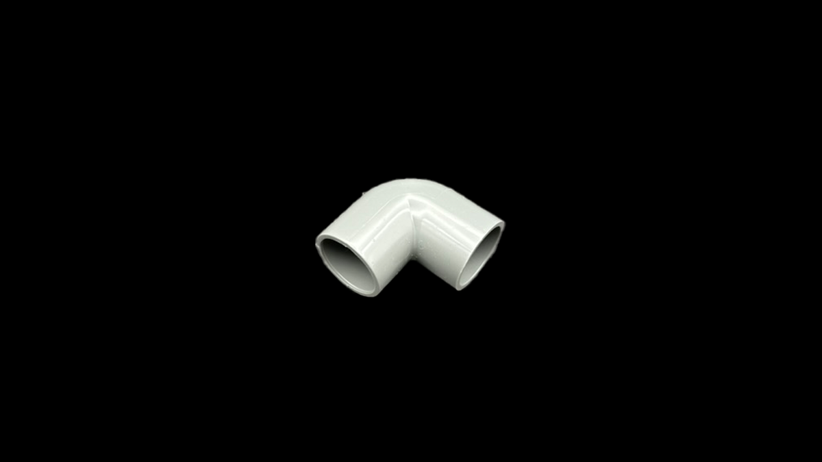 PVC-Winkel 90 Grad, 2x Klebemuffe, 20 mm - Grau